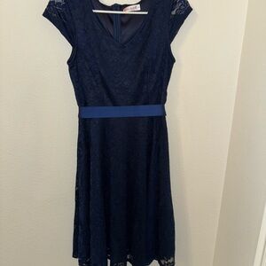 Elegant Navy Lace Dress